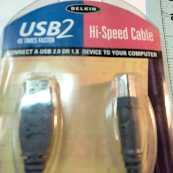 Belkin USB 2 Hi Speed Cable A Plug B Plug 480Mbps Compatible PC Macintosh - Picture 5 of 9